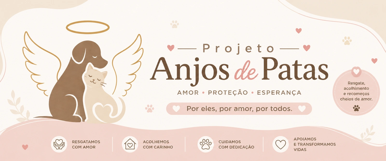 Projeto Anjos de Patas. Por eles, por amor, por todos. Resgatamos, acolhemos, cuidamos e apoiamos.